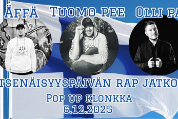Itsenäisyyspäivän rap-jatkot: Tuomo Pee, Äffä, Olli PA