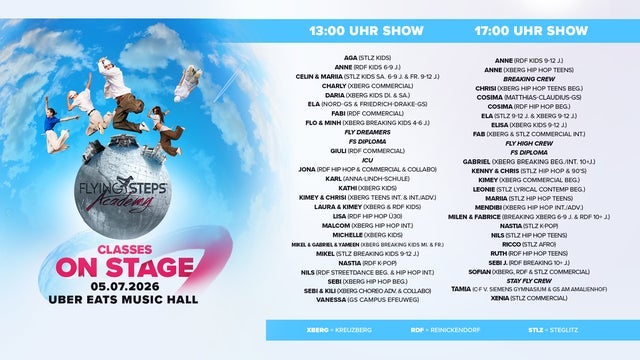 KOMBITICKET | Flying Steps Academy | Sommershow Classes on Stage