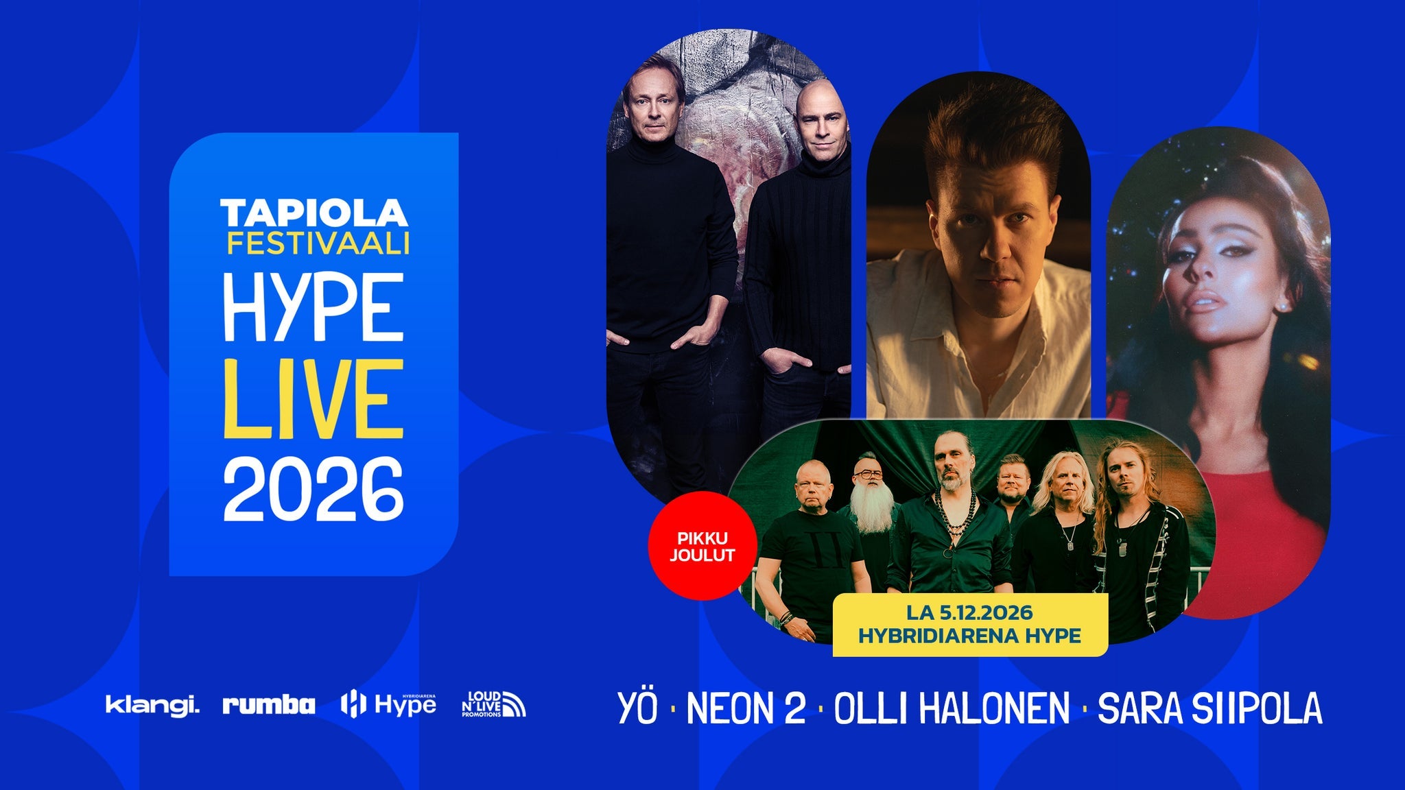 Pikkujoulut: YÖ + Neon 2 + Olli Halonen + Sara Siipola