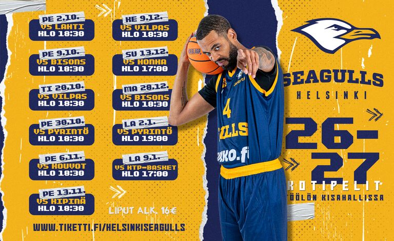 Helsinki Seagulls kotiottelut 2026-2027