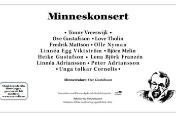 Minneskonsert Cornelis Vreeswijk i Katarina kyrka | Onsdag 11 november